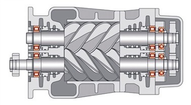 螺杆空压机转子剖视图